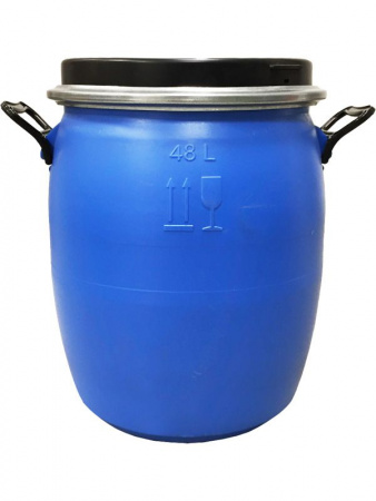 Бочка пластиковая 48 л круглая с крышкой на обруче с ручками Бочка пластиковая 48 л круглая с крышкой на обруче с ручками