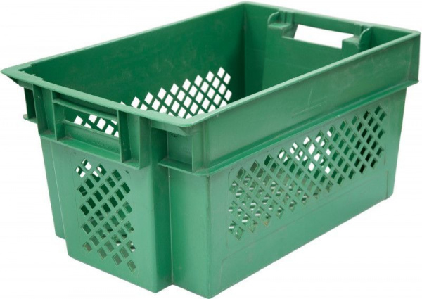 Ящик пластиковый 600х400х300 арт 108 перфорированный (зеленый)
