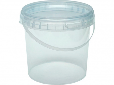 Ведро пластиковое 1,1 л круглое с прозрачной крышкой