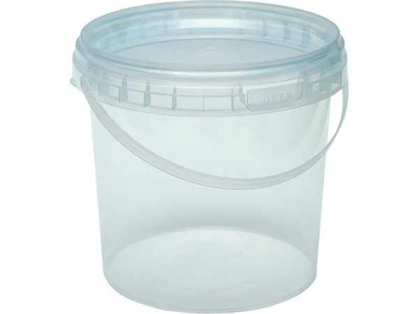 Ведро пластиковое 1,1 л круглое с прозрачной крышкой