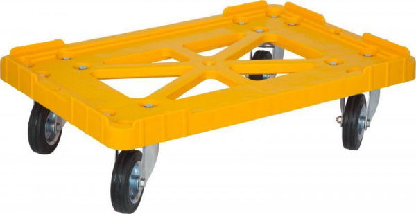 Тележка для ящиков 600х400 мм, чёрные резиновые колёса, арт 508