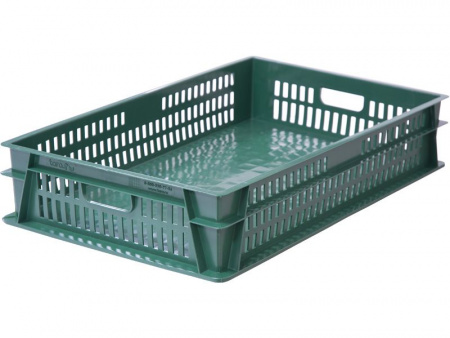 Ящик пластиковый 740х465х145 арт 404-Т-1 перфорированный, дно сплошное (22442, зеленый) Ящик пластиковый 740х465х145 арт 404-Т-1 перфорированный, дно сплошное (22442, зеленый)