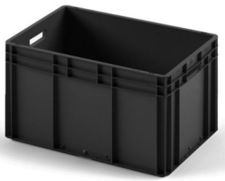 Ящик Евроконтейнер 600х400х420 арт EC-6442.1 открытые ручки (черный, 00000055903I)