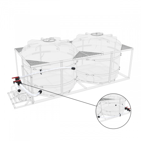 Комплект слива торцевой для мотопомпы G3 на две емкости TR