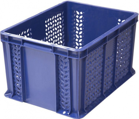 Ящик пластмассовый 400х300х230 арт 703.01.02 перфорированный с внешней ручкой