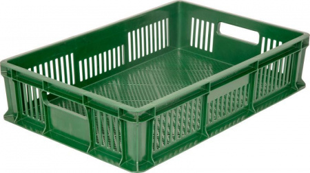 Ящик пластмассовый 600х400х140 арт 705.01.01 перфорированный с ручками