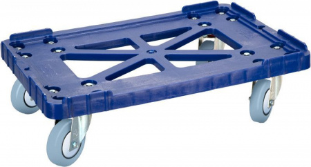 Тележка для ящиков 600х400 мм, серые резиновые колеса, арт 508-2 (08174, синий)