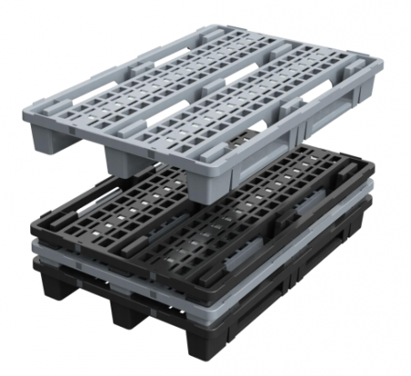 Вкладываемый перфорированный паллет 1200х800х153 на 3-х полозьях с бортиком