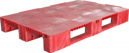 Паллет п/э 1200x800х150 сплошной, на 3-х полозьях, арт.TR 1208-1 (09145, красный)