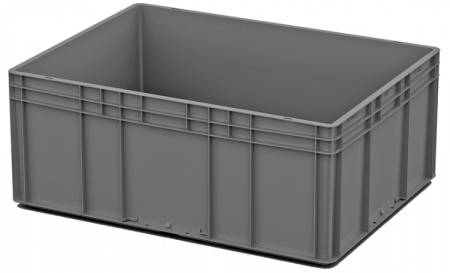 Ящик Евроконтейнер 800х600х320 арт EC-8632.4 закрытые ручки, усиленное дно (серый, 00000055457I)