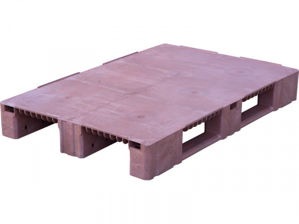Пластиковый поддон (паллет) 1200x800х150 сплошной на 3-х полозьях (14790, коричневый)