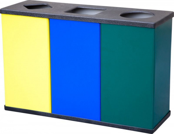 Урна для раздельного сбора мусора 3 х 80 литров, арт.Титан Трио