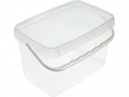 Ведро пластиковое 2 л прямоугольное с прозрачной крышкой