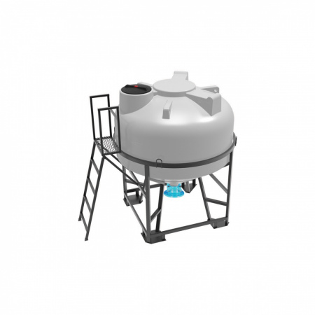 Емкость ЦКТ 3000л с патрубком 160 мм с фланцем в обрешетке с лестницей (121209.3000.001.013, белый)