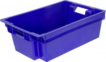 Ящик мясо-молочный 600х400х200 арт 206 сплошной вкладываемый (синий)