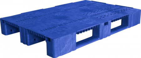 Паллет 1200х800х150 мм (перфорированный на 3-х полозьях), арт.TR 1208-2 (08696, синий)