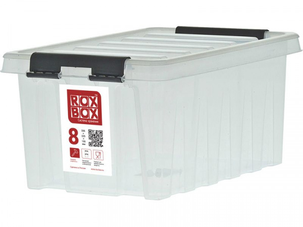 Ящик п/п 335х220х155 мм с крышкой и клипсами, арт.Rox Box 8 Ящик п/п 335х220х155 мм с крышкой и клипсами, арт.Rox Box 8