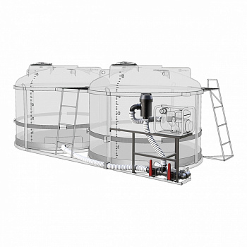 Комплект ПОЛНОГО слива с фильтром и площадкой для мотопомпы G3 на две емкости TRF