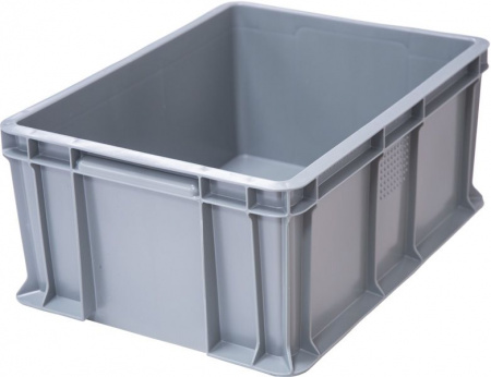 Ящик пластмассовый 400х300х180 арт 702.03.02 сплошной, с внешней ручкой (19444, серый)