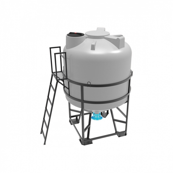 Емкость ЦКТ 5000л с патрубком 160 мм с фланцем в обрешетке с лестницей Емкость ЦКТ 5000л с патрубком 160 мм с фланцем в обрешетке с лестницей