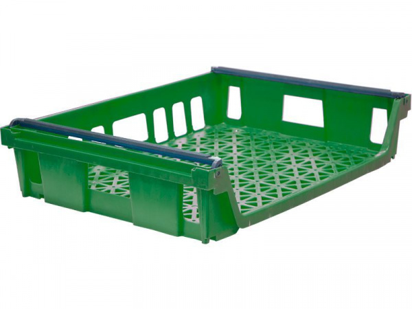 Ящик п/э 744х557х167 со складываемыми ручками зелёный, арт B-500