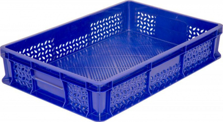 Ящик пластмассовый 600х400х120 арт 704.01.02 перфорированный без ручек (16708, синий)