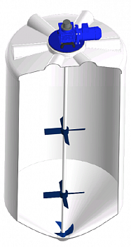 Емкость ФМ 2000 в обрешетке с лопастной трехярусной Ж-Т мешалкой Емкость ФМ 2000 в обрешетке с лопастной трехярусной Ж-Т мешалкой