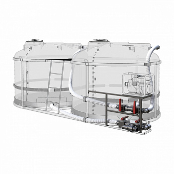 Комплект ПОЛНОГО слива с заправочным модулем и площадкой для мотопомпы G3 на две емкости TRF