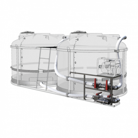 Комплект ПОЛНОГО слива с заправочным модулем и площадкой для мотопомпы G3 на две емкости TRF