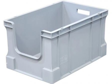 Ящик пластиковый SPK 600х400х330 сплошной, с вырезом, серый