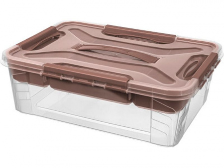 Ящик п/п GRAND BOX 390х290х124 10 л для хранения с крышкой с замками и вставкой-органайзером, коричневый, арт.GRAND BOX 10-2