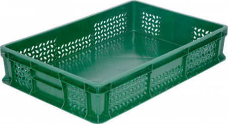 Ящик пластмассовый 600х400х120 арт 704.02.01 М перфорированный, дно сплошное, без ручек