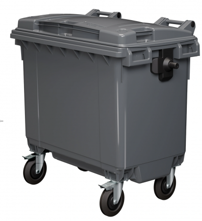 Мусорный контейнер 770 л с крышкой на 4-х колёсах (серый, 00000064173I)