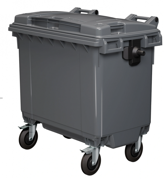 Мусорный контейнер на 4-х колёсах 660 л с крышкой (серый, 00000065046I)