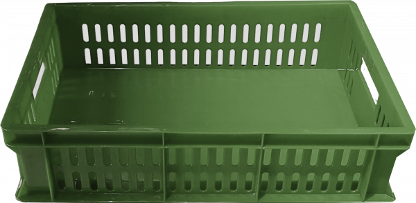 Ящик пластиковый 600х400х150 арт 418-2 перфорированный (зеленый)
