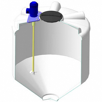 Емкость ФМ 1000 в обрешетке с пропеллерной мешалкой