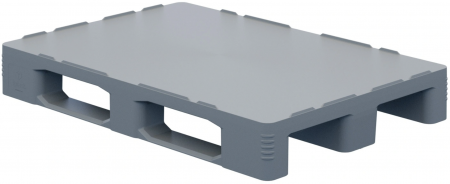 Гигиенический пластиковый поддон (паллет) 1200х800х150 на 3-х полозьях с бортиком (светло-серый, 00000114684I)