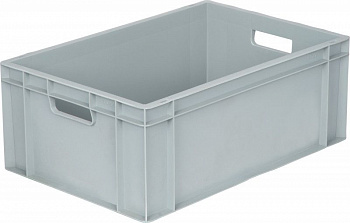 Ящик п/п 600х400х230 сплошной, с ручками, дно с усилением, серый B-4622, арт.809.01