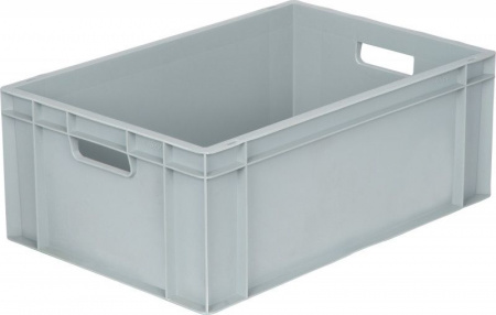 Ящик п/п 600х400х230 сплошной, с ручками, дно с усилением, серый B-4622, арт.809.01