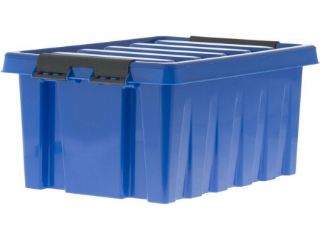 Ящик п/п 415х300х190 мм с крышкой и клипсами, арт.Rox Box 16 (18705, синий)