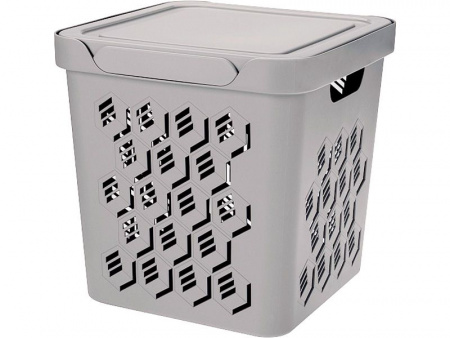 Ящик п/п 286х286х286 18 л для хранения, перфорированный, с крышкой, арт.DELUXE 18-2