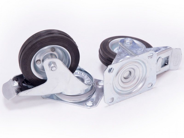 Колесо для тележки 600х400 d/100 цв. черный с тормозом, арт Колесо для 508 (TBP25WC100SCS4R0N)