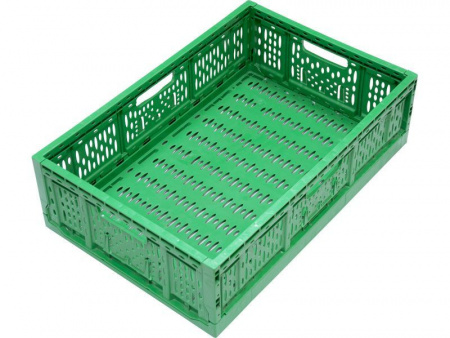 Ящик п/э 600х400х170 перфорированный, складной, арт F6417 (22232, зеленый)