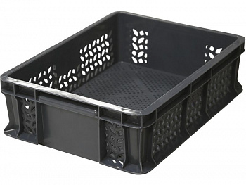 Ящик пластмассовый 400х300х120 арт 701.01.02 перфорированный, с внешней ручкой Ящик пластмассовый 400х300х120 арт 701.01.02 перфорированный, с внешней ручкой