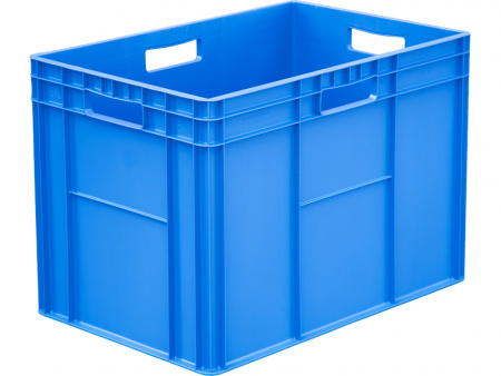 Ящик пластиковый 600x400x420 стенки сплошные дно усиленное (32239, синий мороз.)