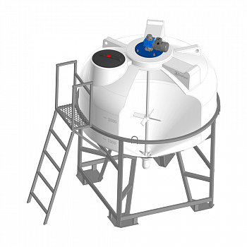 Емкость ЦКТ 3000 с патрубком 110 мм в обрешетке с двухъярусной лопастной Ж-Т мешалкой Емкость ЦКТ 3000 с патрубком 110 мм в обрешетке с двухъярусной лопастной Ж-Т мешалкой