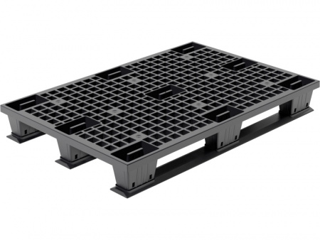 Паллет пластиковый перфорированный на полозьях 1200х800х150, арт. TR 1208 LPS (25399, черный)