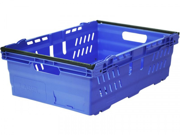 Ящик п/э 600х400х197 со складываемыми ручками синий, арт B-530