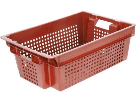 Ящик овощной 600х400х200 арт 102-1 перфорированный, дно сплошное (02348, красный)