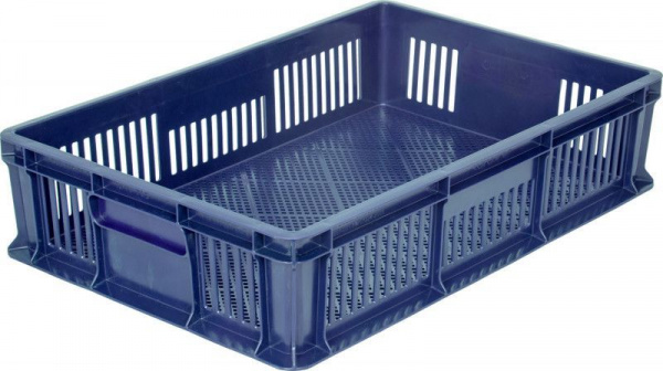 Ящик пластмассовый 600х400х140 арт 705.01.02 перфорированный без ручек (17196, синий) Ящик пластмассовый 600х400х140 арт 705.01.02 перфорированный без ручек (17196, синий)